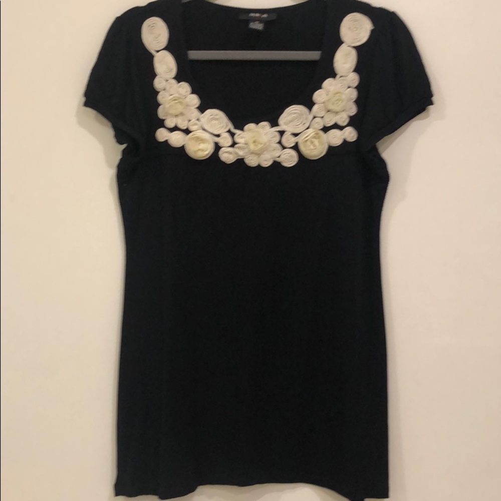 Style & Co.black tunic floral design front size M